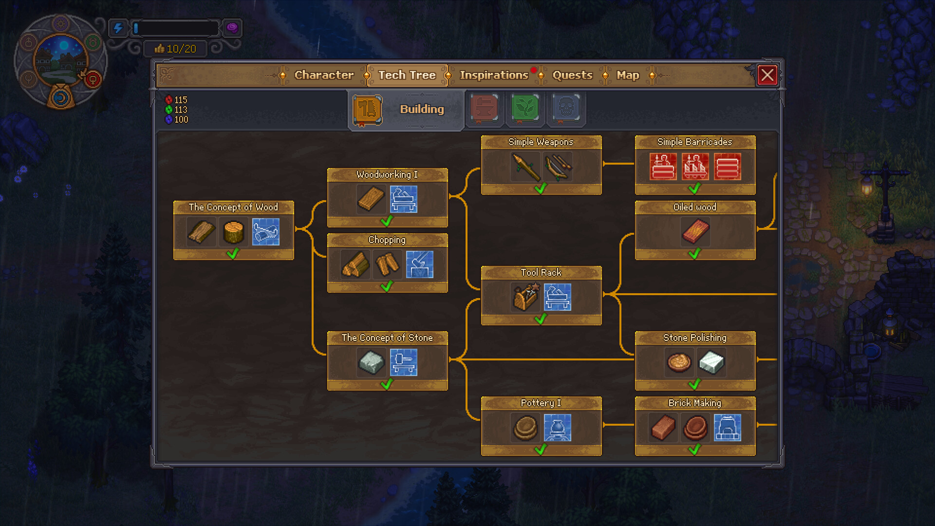 Official Graveyard Keeper 2 screenshot showing the graveyard keeper 2 building tech tree
